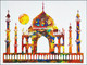 Taj Mahal multicolored painting (ART_5557_53213) - Handpainted Art Painting - 27in X 20in