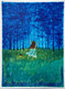 Lonely girl in forest with lamp admiring fire flies (ART_7748_51970) - Handpainted Art Painting - 10in X 12in