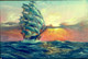 Ship under golden light (ART_5868_53637) - Handpainted Art Painting - 36in X 24in