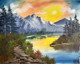 Lake side path (ART_7863_53757) - Handpainted Art Painting - 20in X 16in