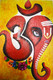 Om Ganesha (ART_7664_53425) - Handpainted Art Painting - 13 in X 18in