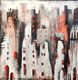 A Drenched Metropolis (ART_3682_54113) - Handpainted Art Painting - 36in X 36in