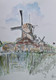 Windmill (ART_7723_54082) - Handpainted Art Painting - 12in X 17in