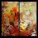 Retro Shades 14 - 32in X 32 (16in X 32in each x 2Pcs.),55GRP02_3232,Community Artists Group,Beautiful Canvas,Oil Colors,Yellow,Multipiece,color shades,Retro,shades,Abstract,Pattern,Design,Stroke,Museum Quality - 100% Handpainted