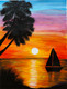 A Beautiful Sunset (ART_7908_54585) - Handpainted Art Painting - 12in X 16in