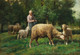 Shepherdess With Sheep (PRT_6676) - Canvas Art Print - 41in X 28in