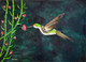 Yellow Wings Hummingbird  (ART_7876_54876) - Handpainted Art Painting - 32in X 23in