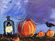 Haloween pumpkins (ART_7906_54593) - Handpainted Art Painting - 10in X 12in