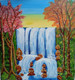 The Waterfall  (ART_2419_54796) - Handpainted Art Painting - 14in X 14in