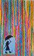 The girl in the rain with the umbrella in her hand (ART_2419_54520) - Handpainted Art Painting - 9in X 13in