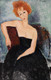 Redheaded Girl In Evening Dress By Amedeo Modigliani (PRT_6976) - Canvas Art Print - 28in X 44in