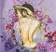Nude Painting,Bared Body,,Women,Female,Lady,Model,Pose,Red,Pink background shades,Beauty