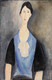 Young Woman In Blue By Amedeo Modigliani (PRT_6993) - Canvas Art Print - 26in X 39in