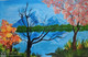 THE TREE AND THE RIVER (ART_2419_46321) - Handpainted Art Painting - 15in X 10in
