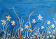 BLUE SKY WHITE FLOWERS (ART_2419_28480) - Handpainted Art Painting - 14in X 10in