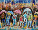 RAINY DAY IN THE STRRET OF NEW YORK (ART_6175_55130) - Handpainted Art Painting - 42in X 30in