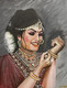 Bridal Portrait Indian Women Wearing Jewellery (ART_7951_55808) - Handpainted Art Painting - 14in X 18in