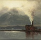 Hudson River With Factory By Moonlight (PRT_7694) - Canvas Art Print - 26in X 26in