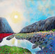 Peaceful Place and Sunrise (Landscape)  (ART_5244_56520) - Handpainted Art Painting - 18in X 18in