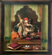 Lord Ganesha Playing Veena (ART_6267_56882) - Handpainted Art Painting - 13in X 14in
