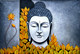 Buddha in Yellow Flowers - 36in X 24in,RAJMER12_3624,Acrylic Colors,Buddha,Peace,Meditation - Buy Paintings online in India