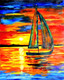 Sunset Boat Scenery (ART_8032_57079) - Handpainted Art Painting - 11in X 13in