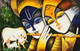 The Divine Radha Krishna (ART_3319_57110) - Handpainted Art Painting - 36in X 24in