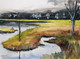 Swamp and a tree (ART_7823_57192) - Handpainted Art Painting - 15in X 11in
