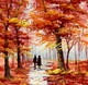Walking couples In forest (ARTOHOLIC) (ART_3319_57483) - Handpainted Art Painting - 24in X 24in