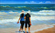 A walk on the Beach (ART_8084_57424) - Handpainted Art Painting - 36in X 24in