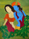 Lord Krishna and Radha (ART_8089_57548) - Handpainted Art Painting - 12in X 16in