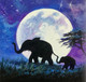 Baby elephant with mother (ARTOHOLIC) (ART_3319_57536) - Handpainted Art Painting - 24in X 24in