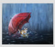 Kitten under umbrella (ART_7481_58044) - Handpainted Art Painting - 12in X 10in
