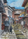 Market Street (ART_8108_57964) - Handpainted Art Painting - 10in X 13in