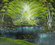 Water junction in forest (ART_8067_57824) - Handpainted Art Painting - 36in X 30in