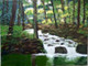 Serene Waterfall (ART_8094_57610) - Handpainted Art Painting - 24in X 18in