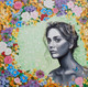 Flowers and a woman (ART_8025_56324) - Handpainted Art Painting - 48in X 48in