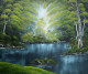 Water Junction In Forest (PRT_8067_58207) - Canvas Art Print - 60in X 50in