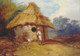 View In Southern India, With A Warrior Outside His Hut (PRT_8647) - Canvas Art Print - 31in X 22in