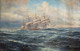 Seascape With A Ship (20th Century) By John Holst (PRT_8979) - Canvas Art Print - 23in X 15in