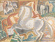 Paarden In Landschap (1928) By Leo Gestel (PRT_8975) - Canvas Art Print - 24in X 18in