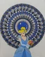 Beautiful Cinderella with a lovely Mandala Art in shades of blue (ART_8016_58463) - Handpainted Art Painting - 10in X 12in