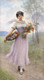 M√§dchen In Fliederfarbenem Kleid By Eugen Von Blaas (PRT_9422) - Canvas Art Print - 17in X 32in