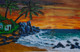 Beautiful sunset at beach  (ART_7340_58936) - Handpainted Art Painting - 18in X 12in