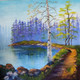 Beautiful Lake (ART_7615_59229) - Handpainted Art Painting - 16in X 16in