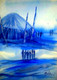 BLUE HUT (ART_8195_59018) - Handpainted Art Painting - 11in X 16in