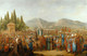 THE ARRIVAL OF THE MAHMAL AT AN OASIS EN ROUTE TO MECCA By Georg Emanuel Opiz (PRT_9896) - Canvas Art Print - 22in X 14in
