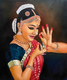 Bharatnatyam Dancer (ART_5557_60055) - Handpainted Art Painting - 19in X 23in