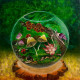 'Escape into the Greenery-Through Terrarium' (ART_8271_60159) - Handpainted Art Painting - 12in X 12in