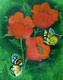 'Winged Beauties- Beautiful Butterflies on Lemony Poppies' (ART_8271_60093) - Handpainted Art Painting - 7in X 9in